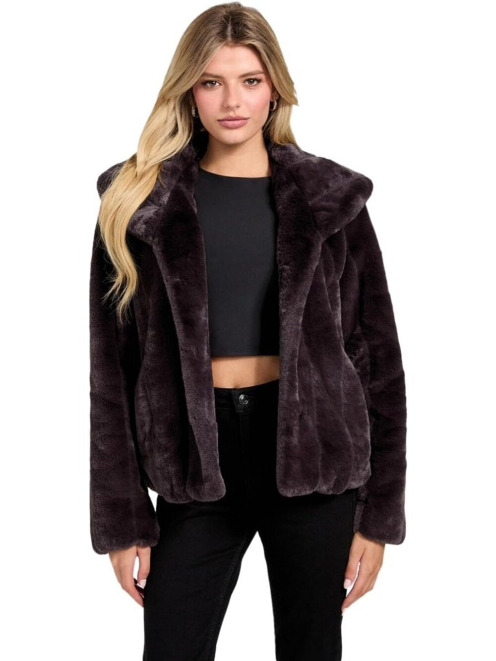 Guess Women's Cold Brew Imported Polyester Faux Fur Lined New Sophy Jackets